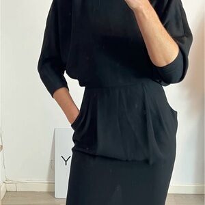 Classic Black Women's Dress with Pockets